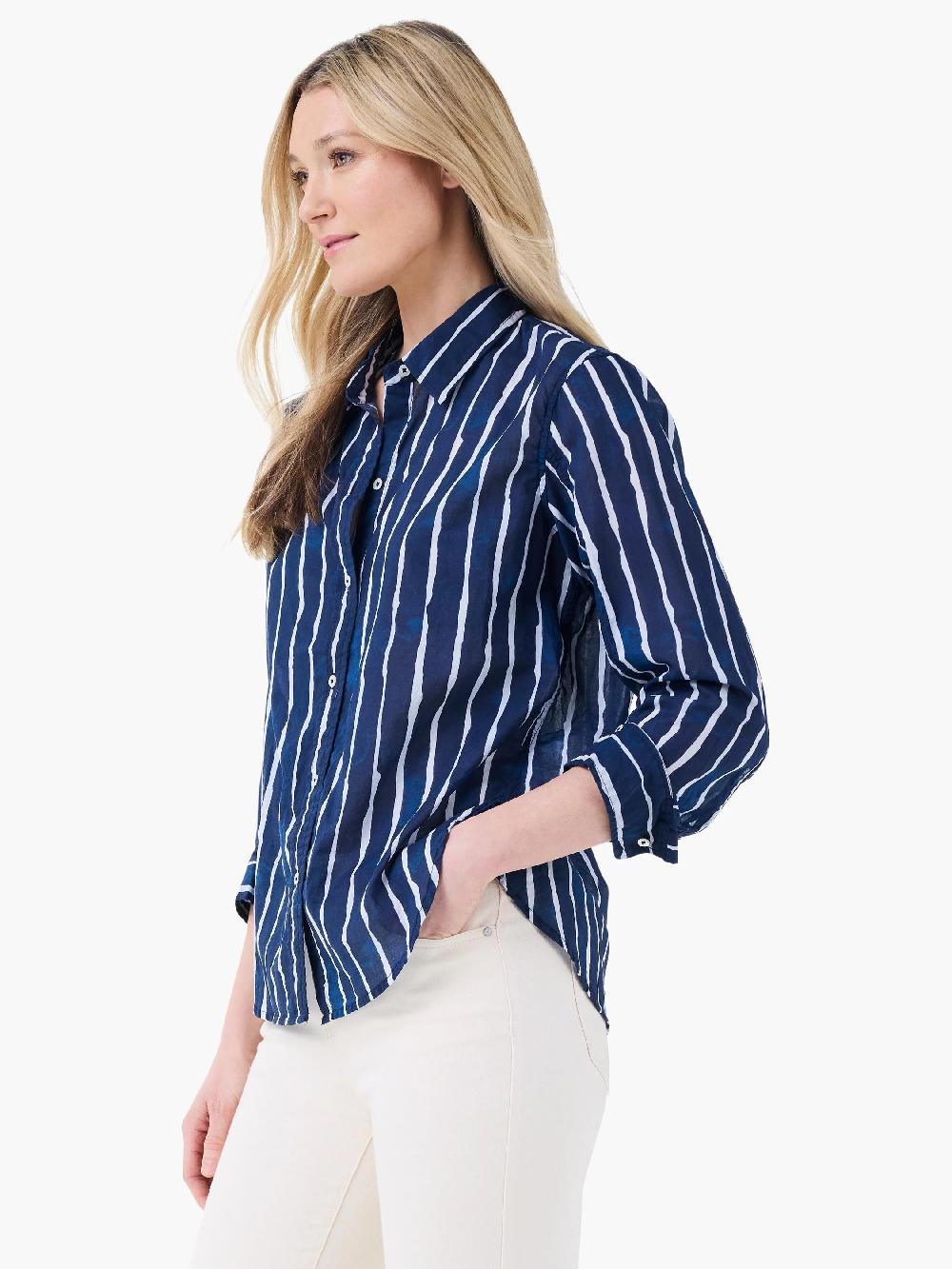 Nic Zoe Watercolor Stripe Girlfriend Shirt