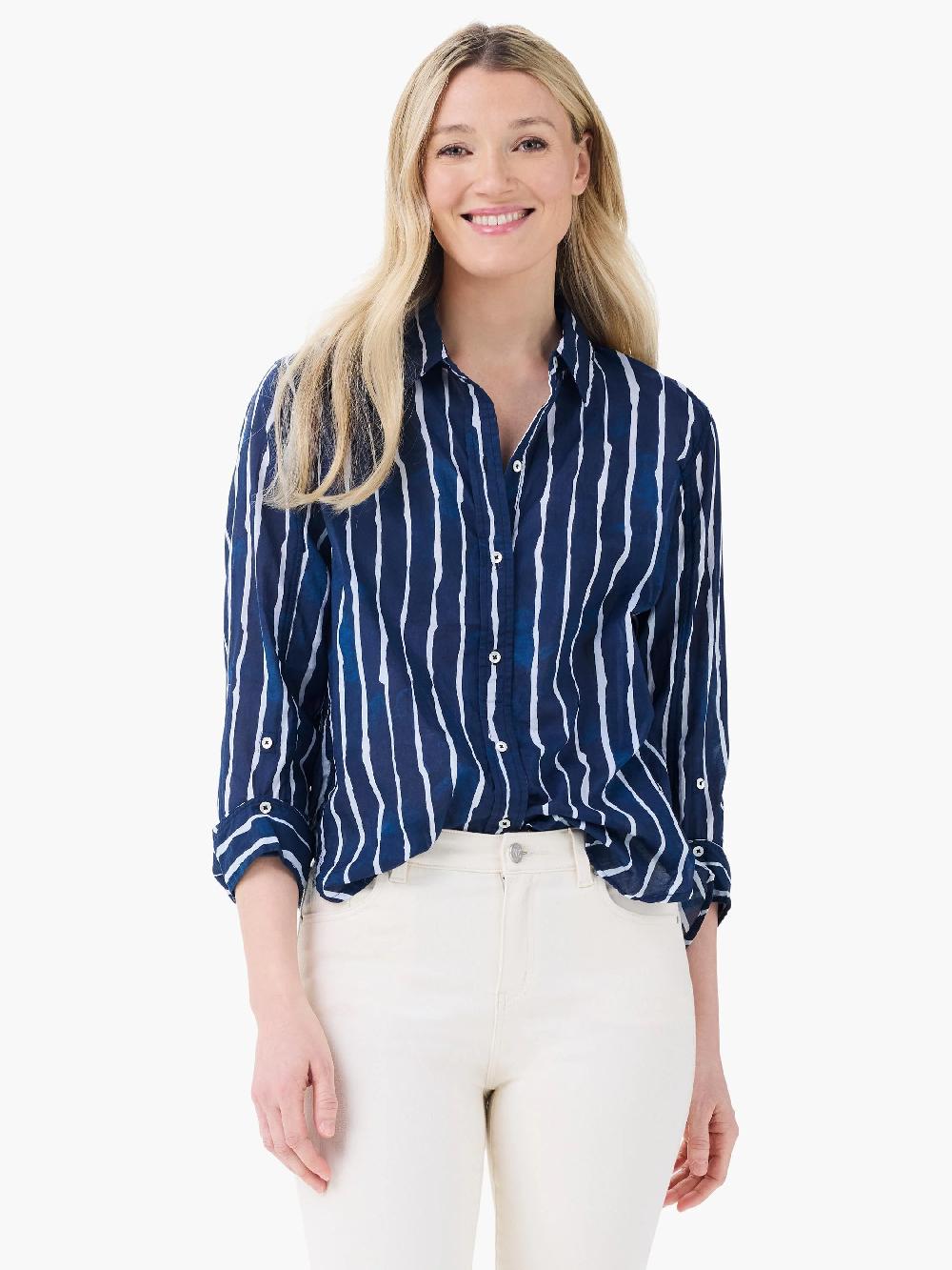 nic zoe Watercolor Stripe Girlfriend Shirt