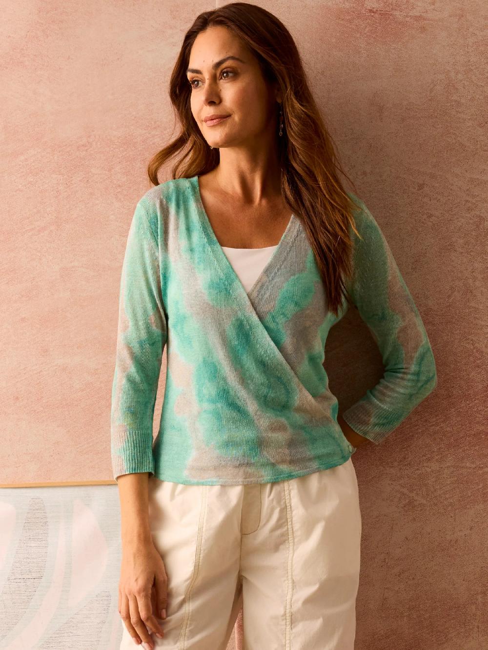Nic Zoe Watercolor Waves 4-Way Cardigan