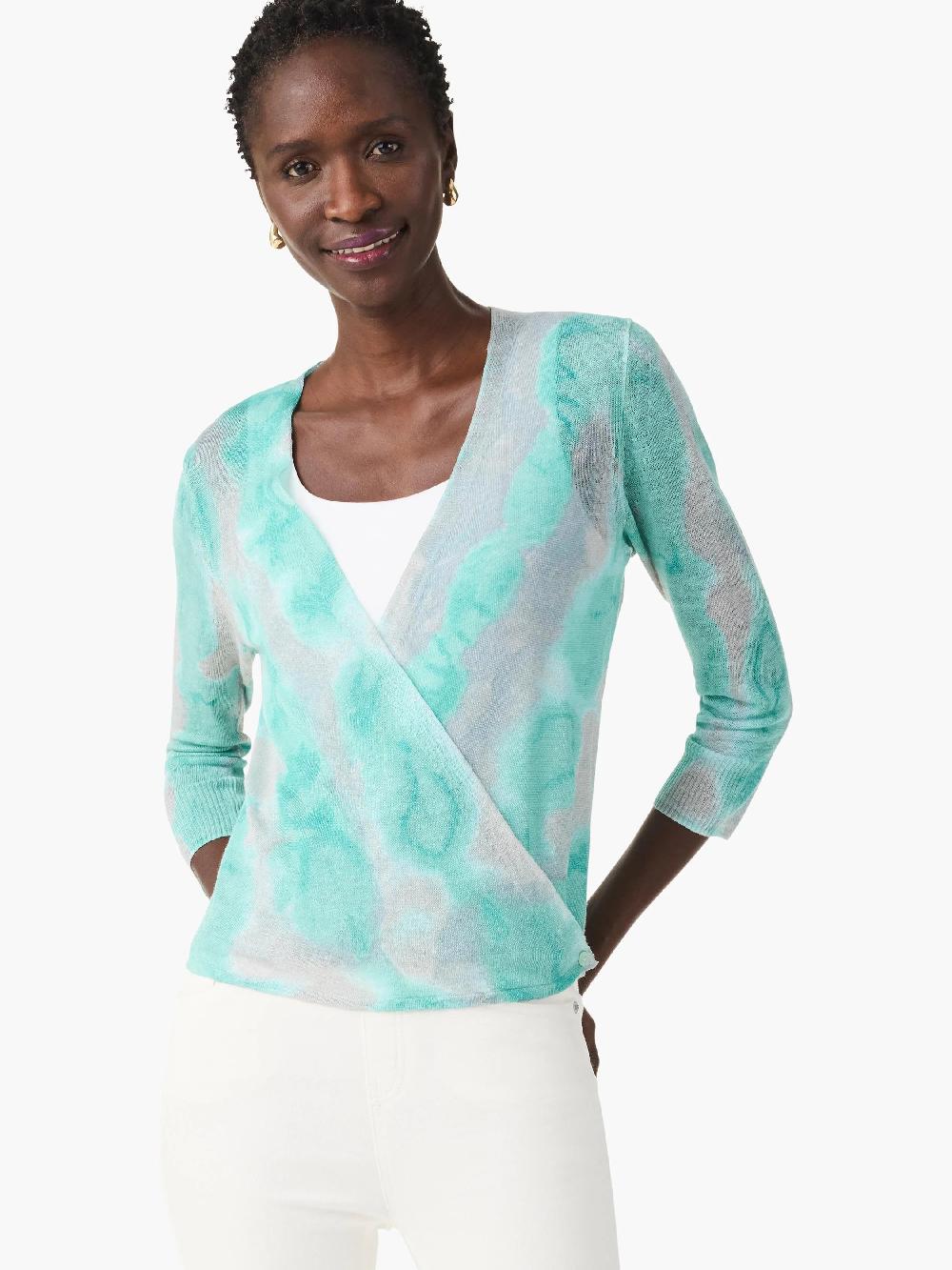 nic zoe Watercolor Waves 4-Way Cardigan