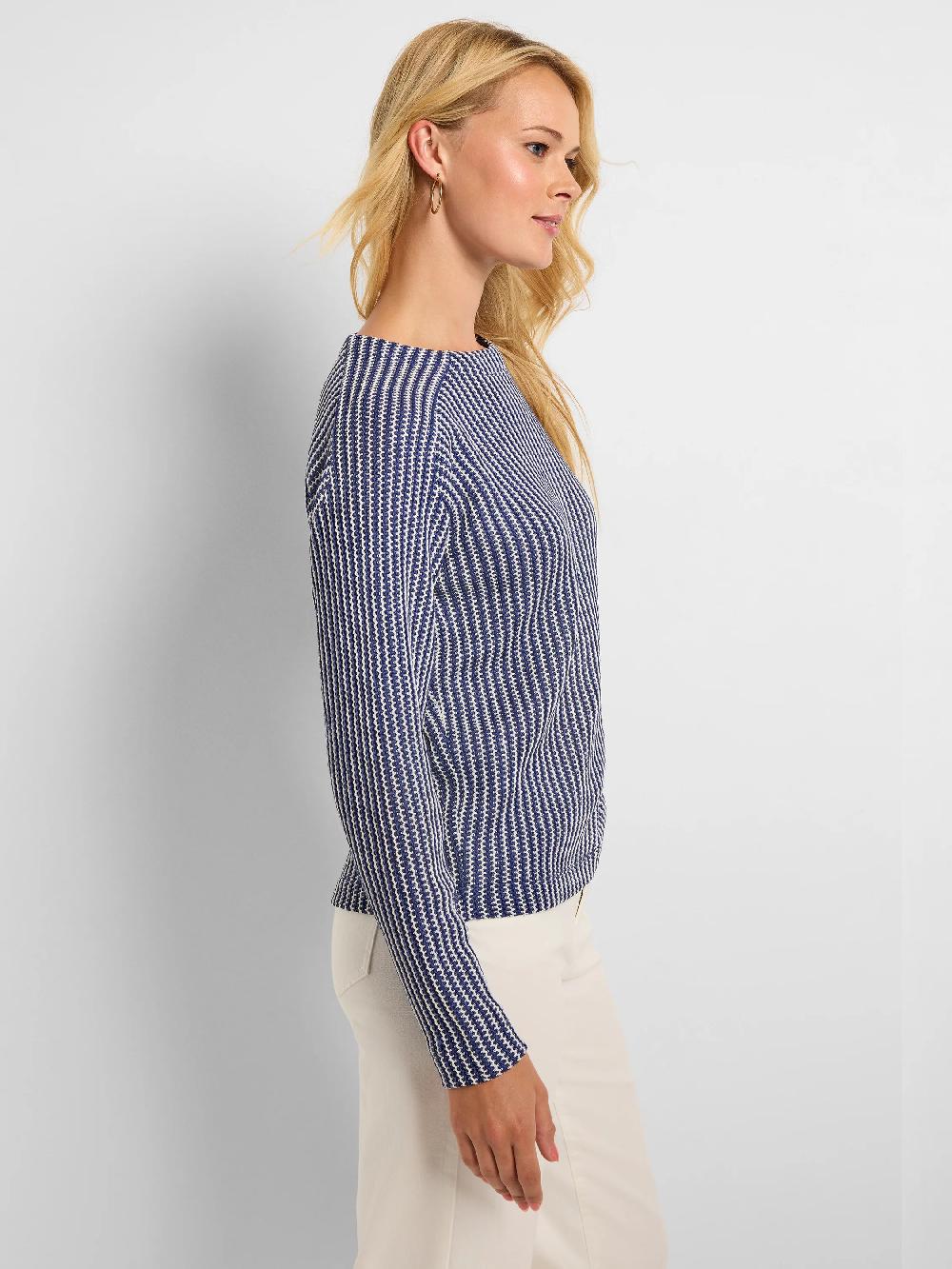 Nic Zoe Zig Zag Blues Knit Top