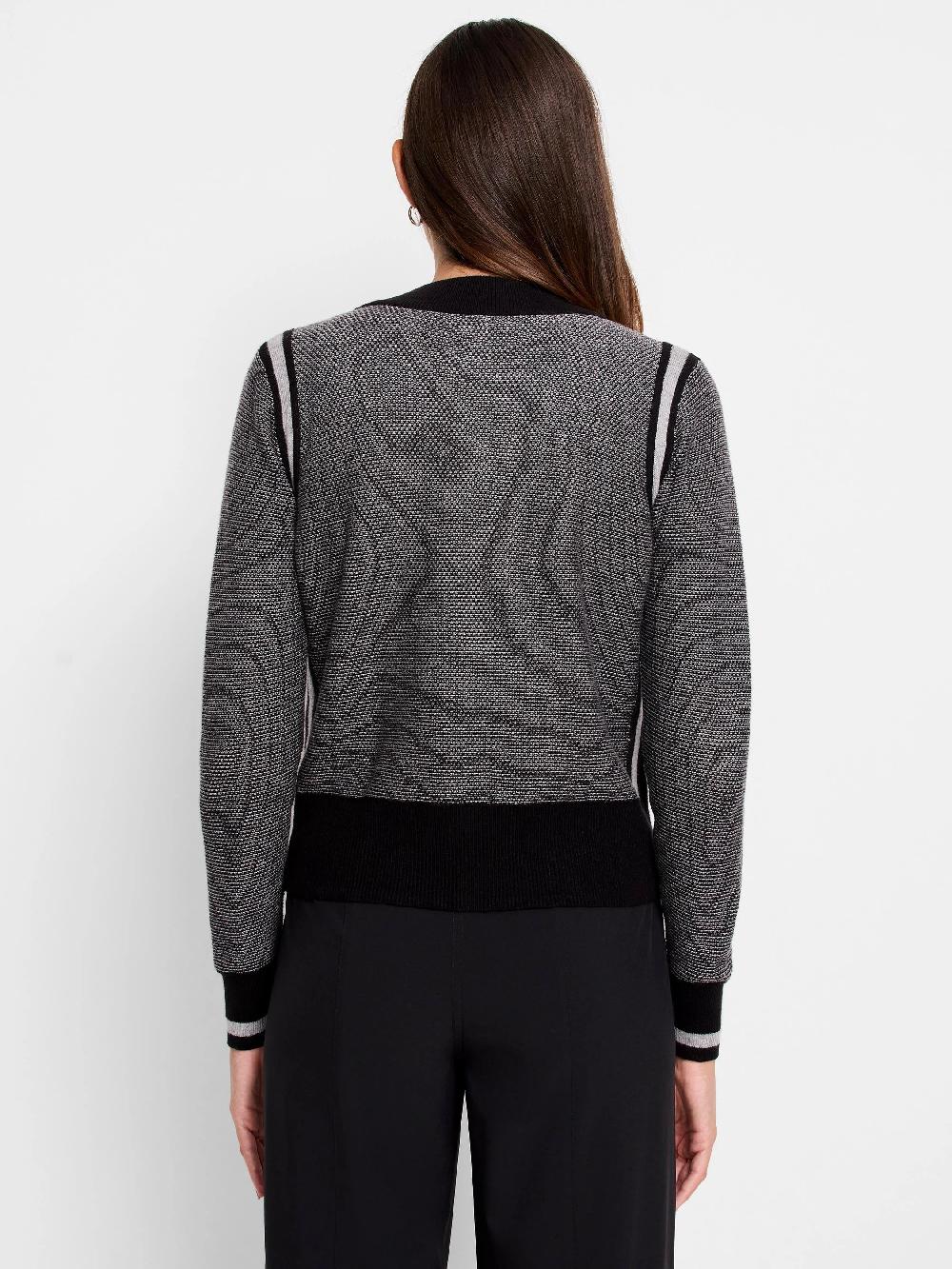 Nic Zoe Zip Front Tipped Sweater Cardigan