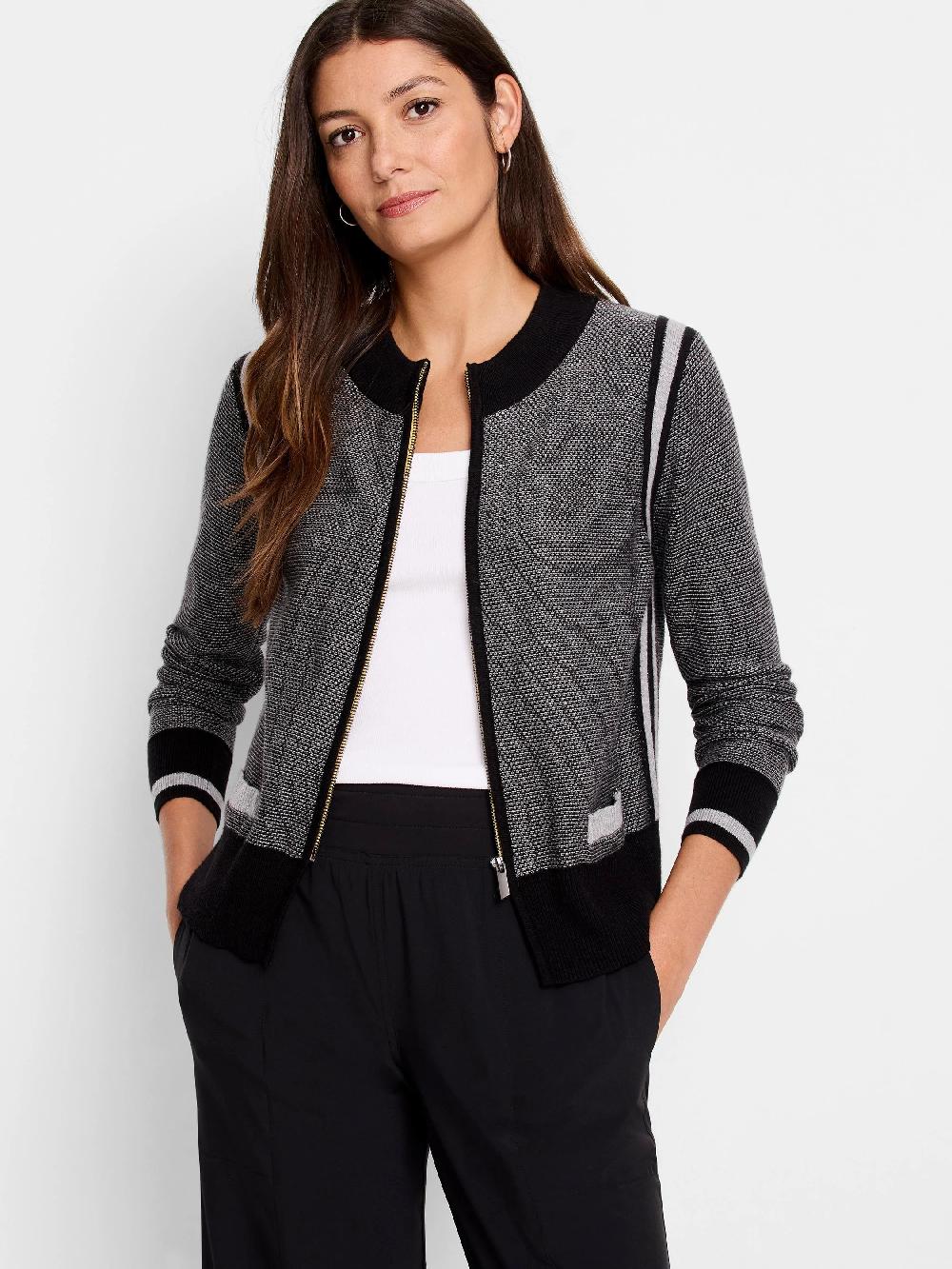 nic zoe Zip Front Tipped Sweater Cardigan