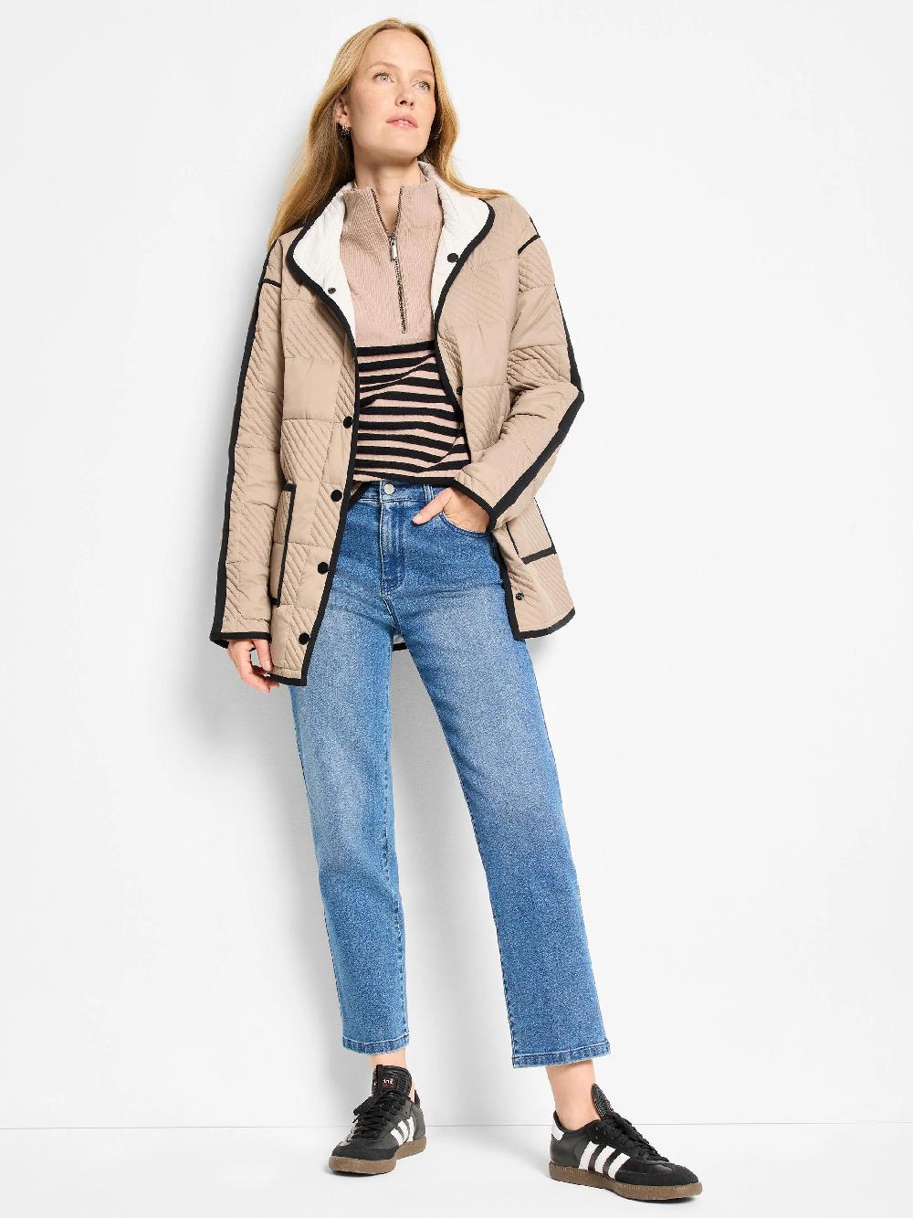 Nic Zoe Zip Neck Saddle Sweater