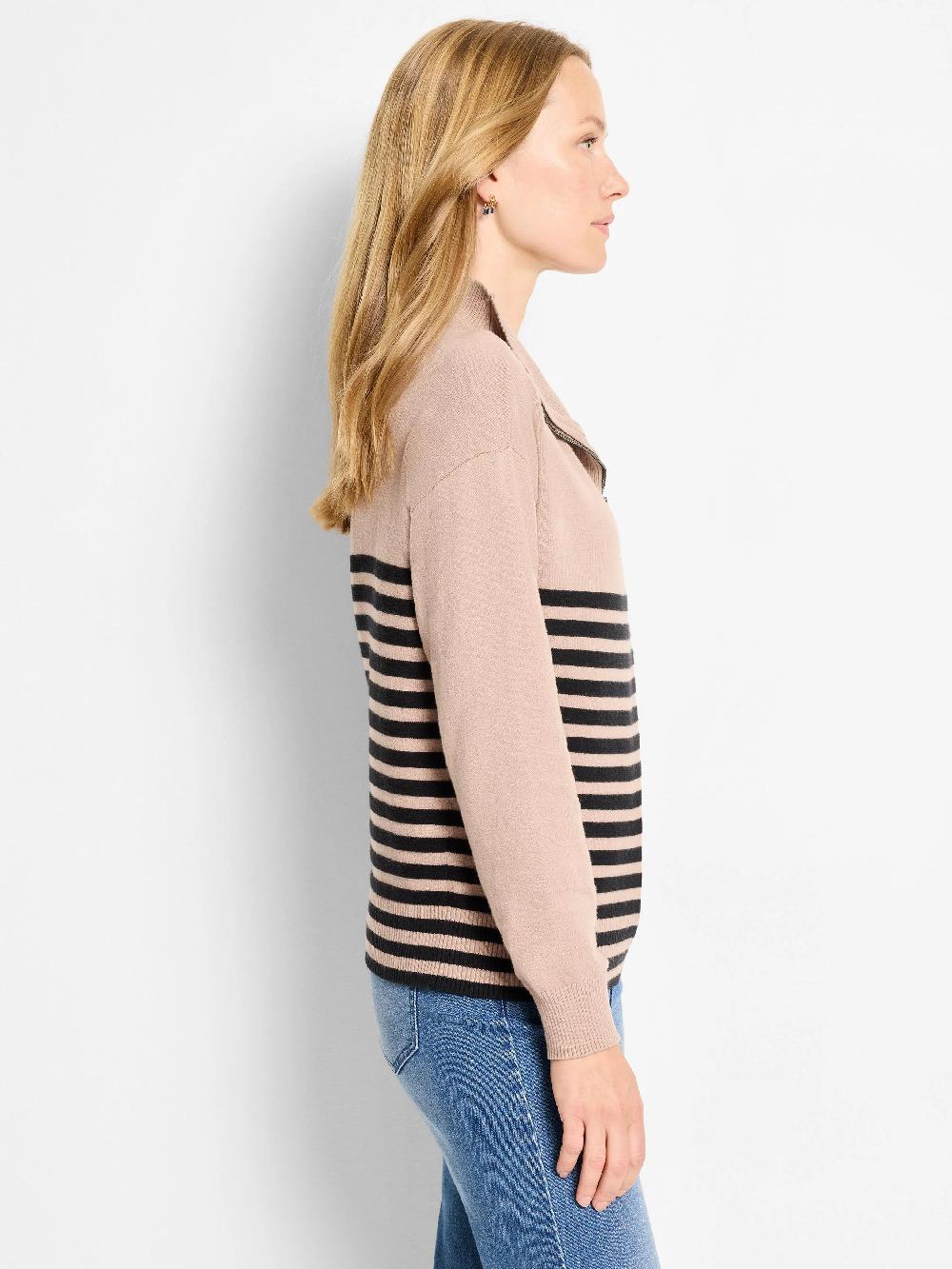 Nic Zoe Zip Neck Saddle Sweater