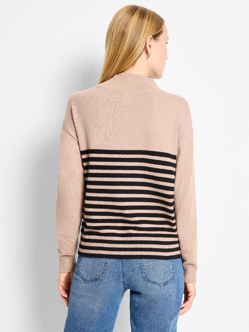 Nic Zoe Zip Neck Saddle Sweater