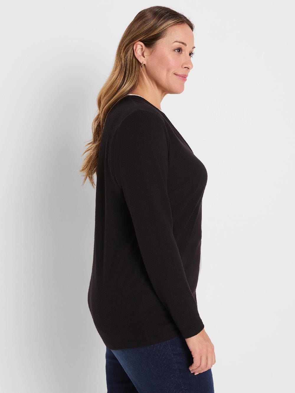 Nic Zoe NZT Cozy Jersey Double Layer Split Neck Tee