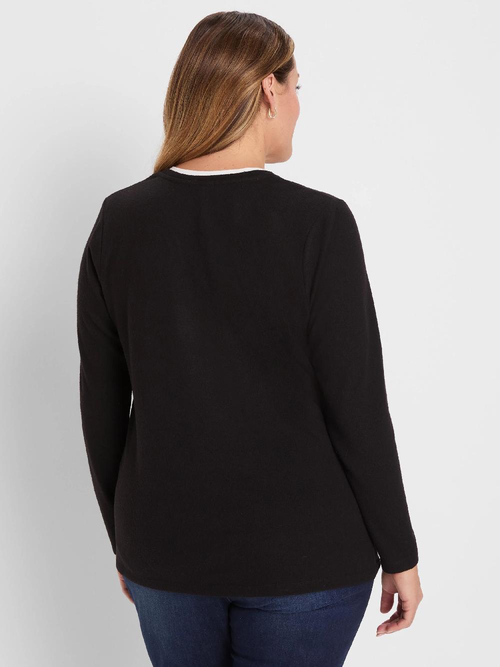 Nic Zoe NZT Cozy Jersey Double Layer Split Neck Tee