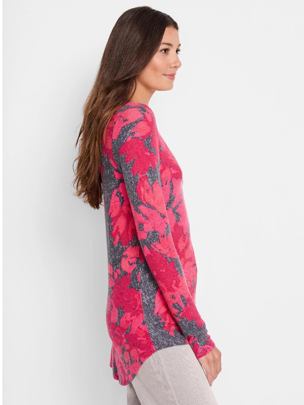 Nic Zoe NZT Shadow Floral Long Sleeve Shirttail Tee