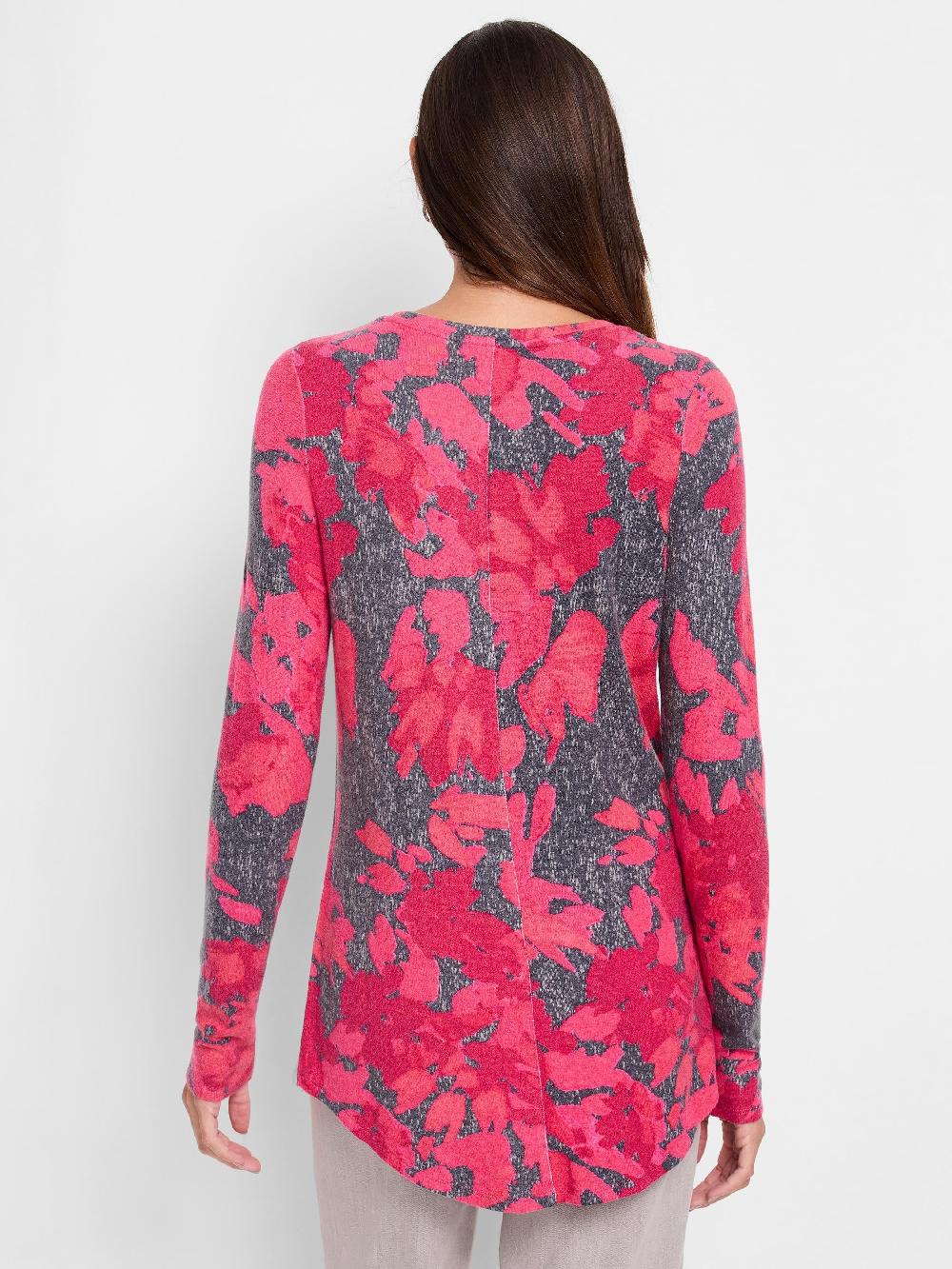 Nic Zoe NZT Shadow Floral Long Sleeve Shirttail Tee