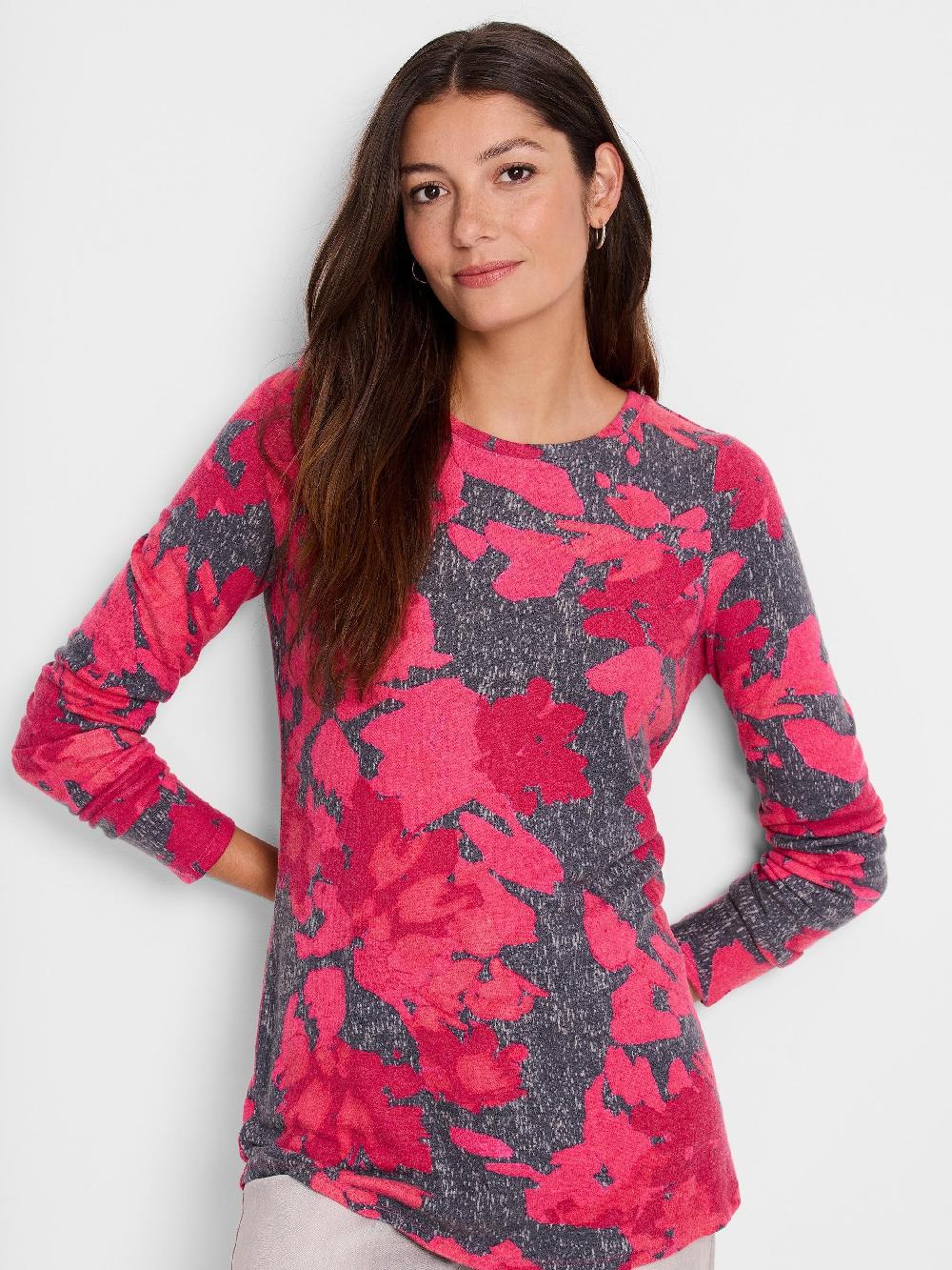 Nic Zoe NZT Shadow Floral Long Sleeve Shirttail Tee