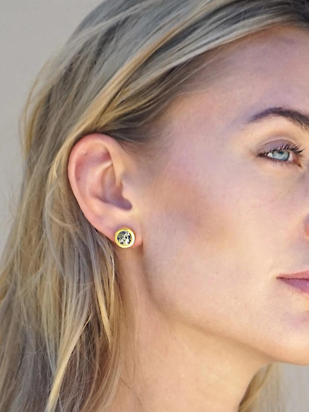 Nic Zoe Tat2 Designs Gold Floral Coin Stud Earrings