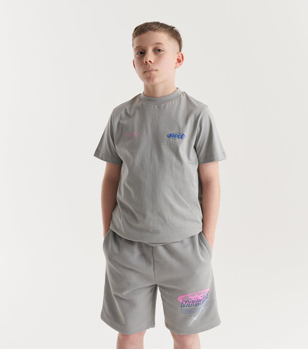 Nicce NICCE Juniors Tag Fleece Shorts Circular Grey