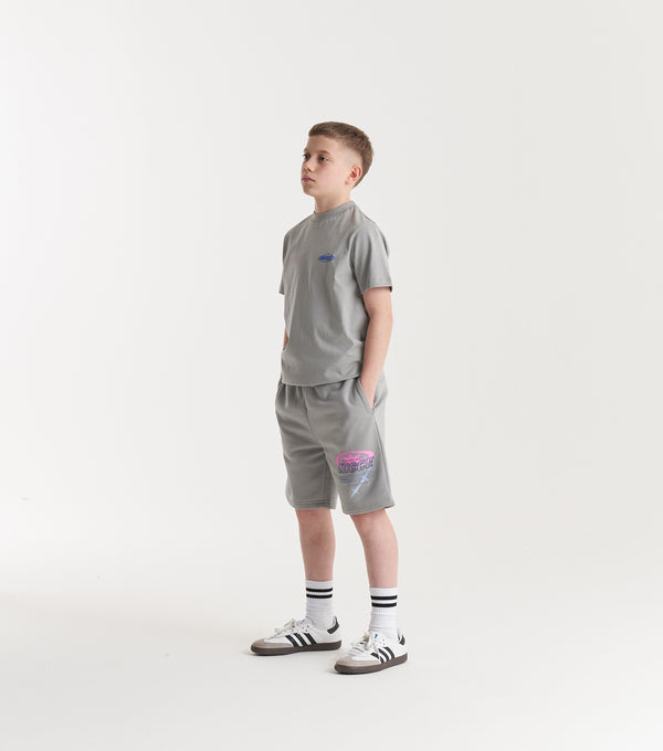 Nicce NICCE Juniors Tag Fleece Shorts Circular Grey