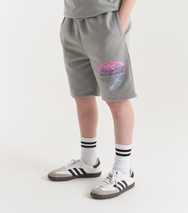 Nicce NICCE Juniors Tag Fleece Shorts Circular Grey