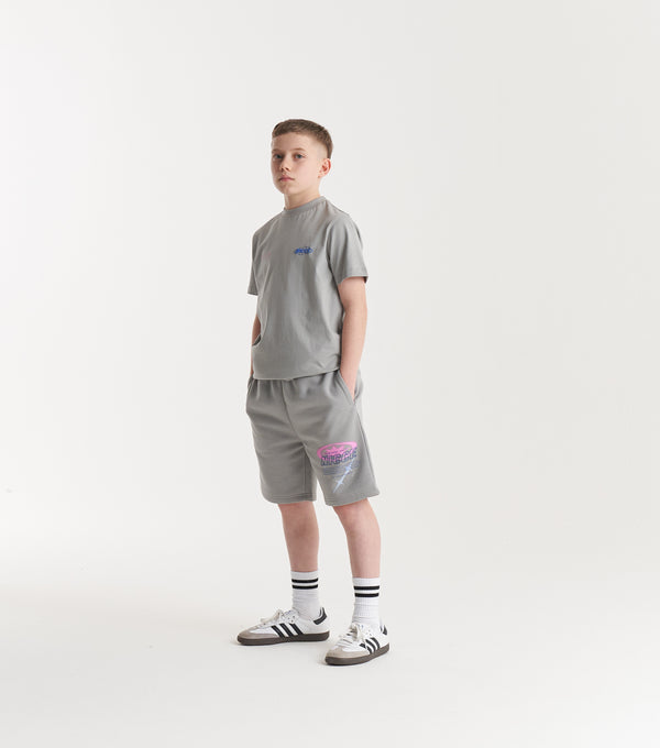 nicce NICCE Juniors Tag Fleece Shorts Circular Grey