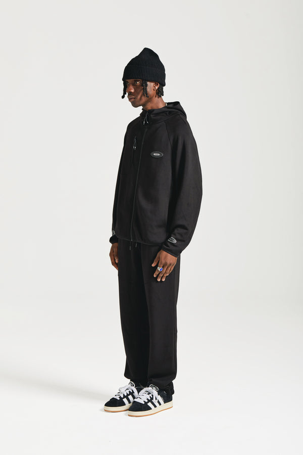 Nicce NICCE Mens Apex Interlock Hoodie & Joggers Tracksuit Set Black