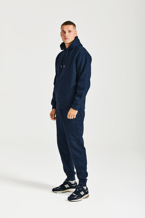 nicce NICCE Mens Mercury Hoodie & Jogger Tracksuit Set Navy