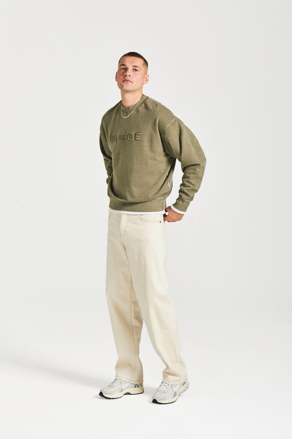 Nicce NICCE Mens Mercury Oversized Sweat Crew Juniper Green