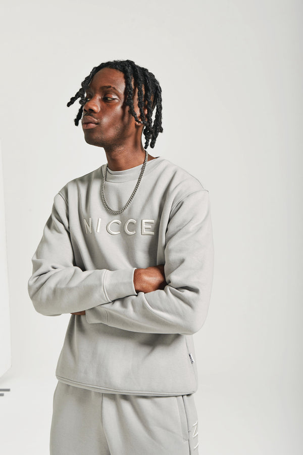 Nicce NICCE Mens Mercury Sweat & Jogger Tracksuit Set Circular Grey