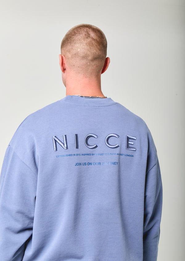 Nicce NICCE Mens Script Essential Crew & Joggers Set Element Blue