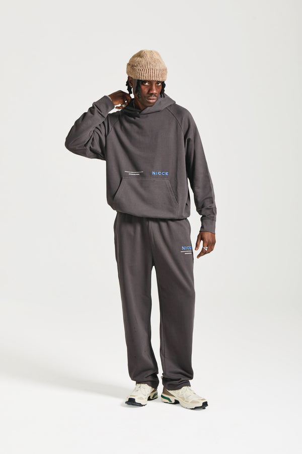 Nicce NICCE Mens Script Essentials Hoodie & Jogger Tracksuit Set Grey