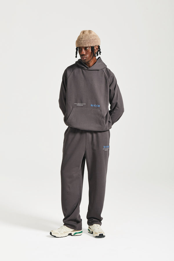 nicce NICCE Mens Script Essentials Hoodie & Jogger Tracksuit Set Grey