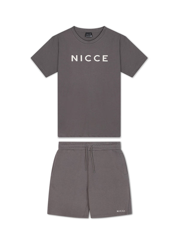 Nicce NICCE Mens Vitter T-Shirt & Short Set Steel Grey