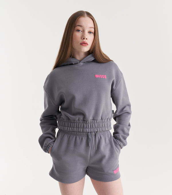 Nicce NICCE Girls Sapphire Cropped Hoodie Grey