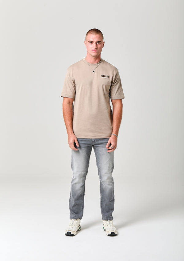 Nicce NICCE Mens Meridian T-Shirt Taupe Zeal