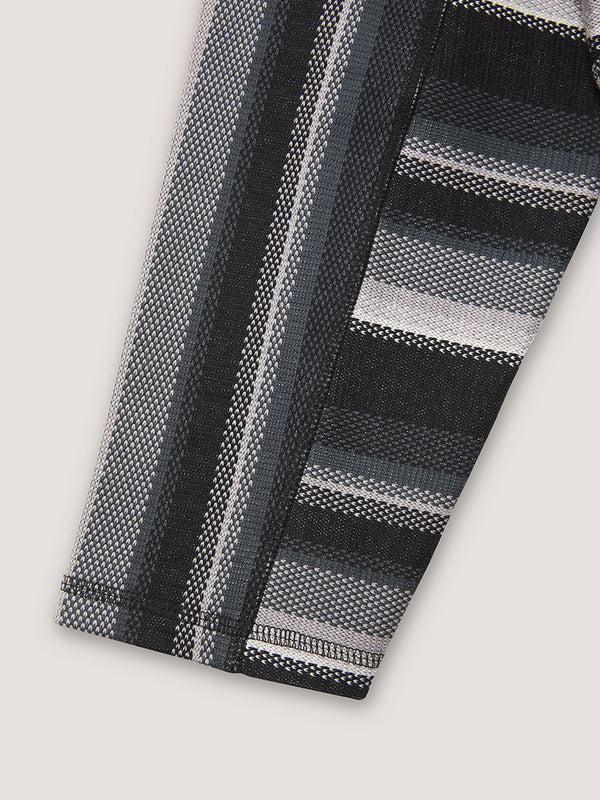 Nicholas Daley L/S STRIPED POLO - BLACK / CHARCOAL / ECRU