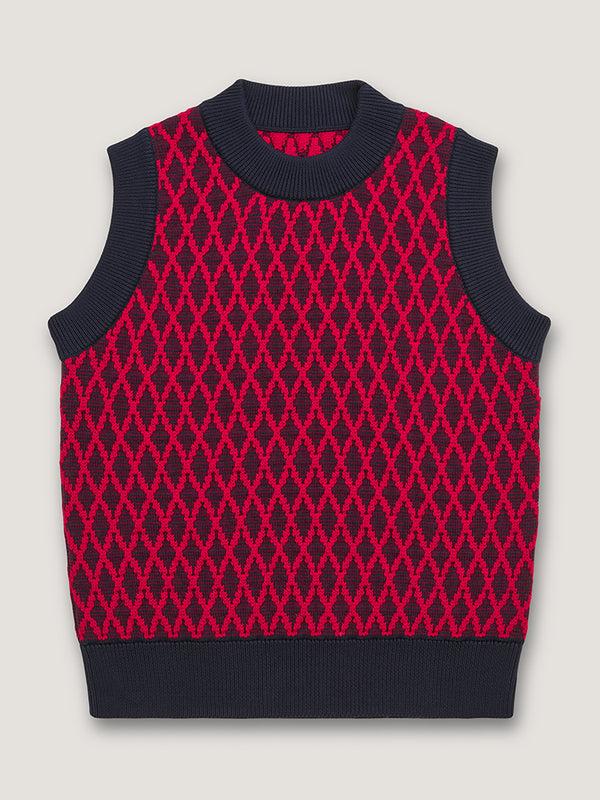 nicholas daley CREW NECK VEST - NAVY / BURGUNDY