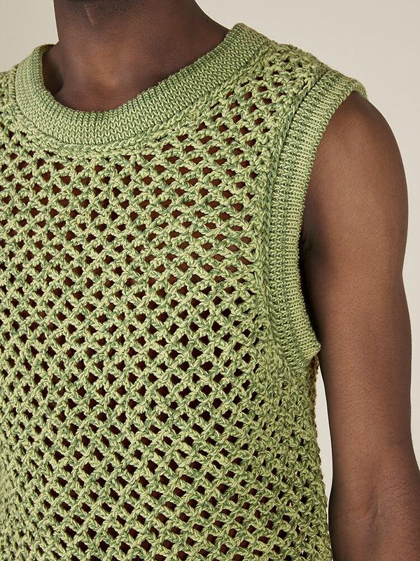Nicholas Daley HAND CROCHET VEST - GREEN