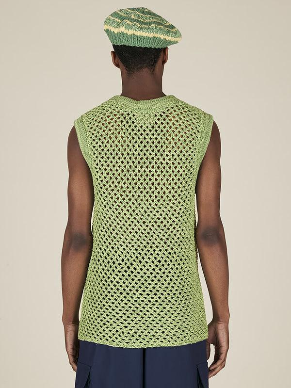Nicholas Daley HAND CROCHET VEST - GREEN