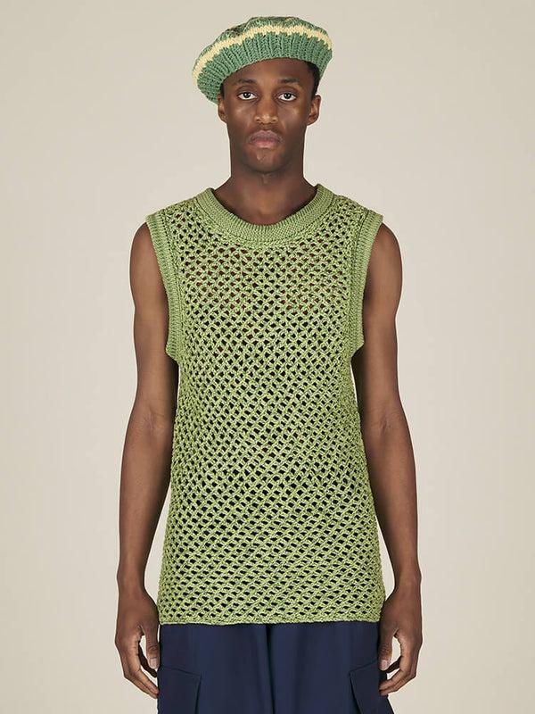 nicholas daley HAND CROCHET VEST - GREEN