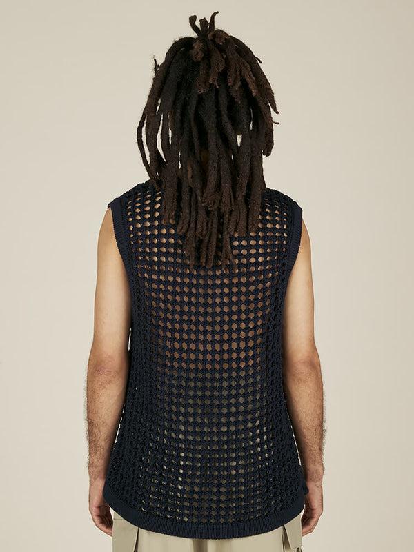 Nicholas Daley HAND CROCHET VEST - NAVY