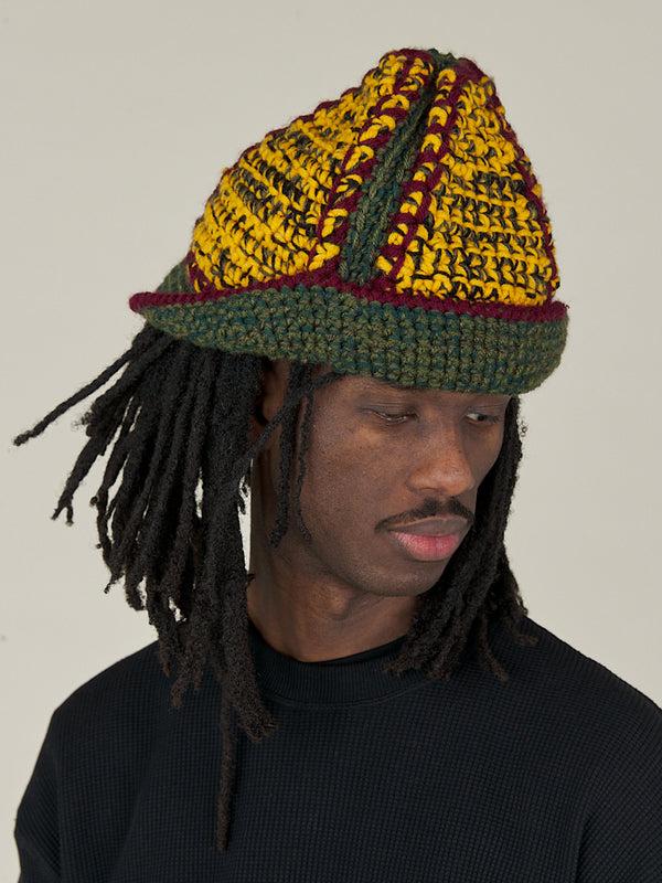 Nicholas Daley HAND KNITTED BUCKET HAT - OLIVE