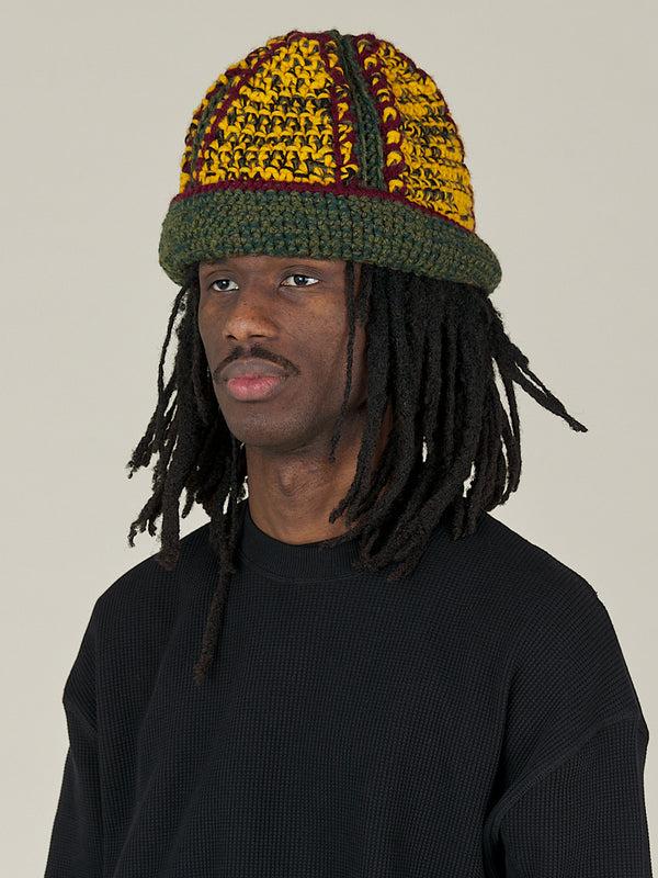 nicholas daley HAND KNITTED BUCKET HAT - OLIVE