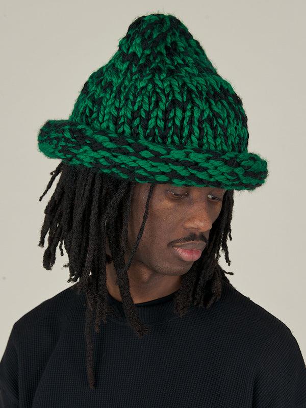 Nicholas Daley HAND KNITTED REBEL HAT - BLACK/GREEN