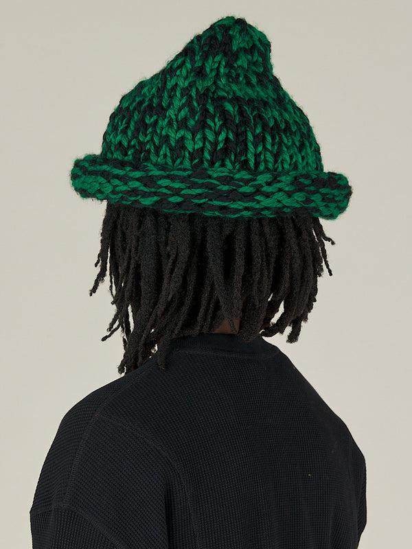 Nicholas Daley HAND KNITTED REBEL HAT - BLACK/GREEN