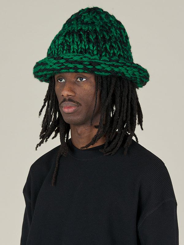 nicholas daley HAND KNITTED REBEL HAT - BLACK/GREEN