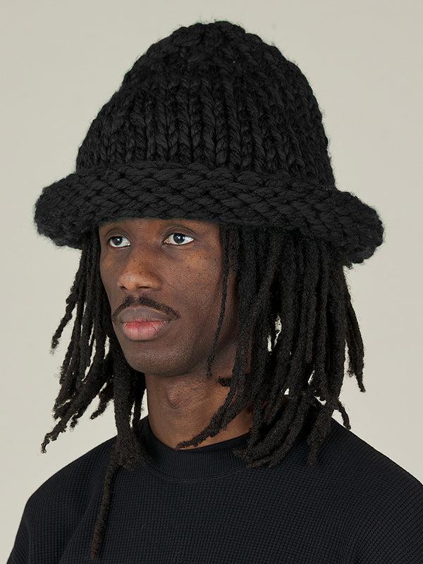 nicholas daley HAND KNITTED REBEL HAT - BLACK