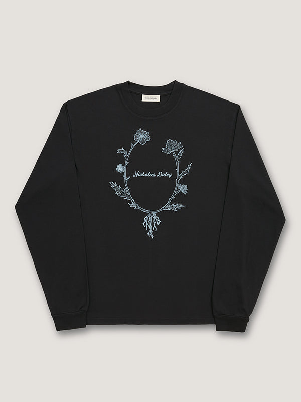 nicholas daley L/S WREATH T-SHIRT - BLACK