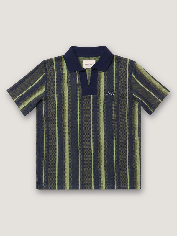 nicholas daley RUGBY STRIPED POLO - NAVY / MINT