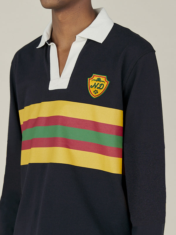 Nicholas Daley STRIPE RUGBY TOP - BLACK