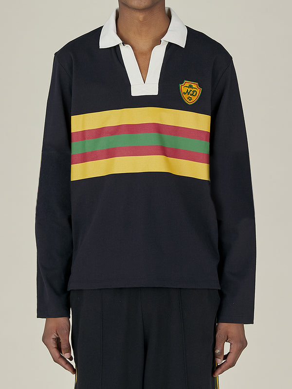 nicholas daley STRIPE RUGBY TOP - BLACK