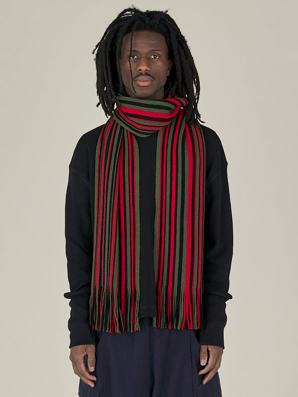 Nicholas Daley STRIPED FRINGE SCARF - MIXED COLOUR