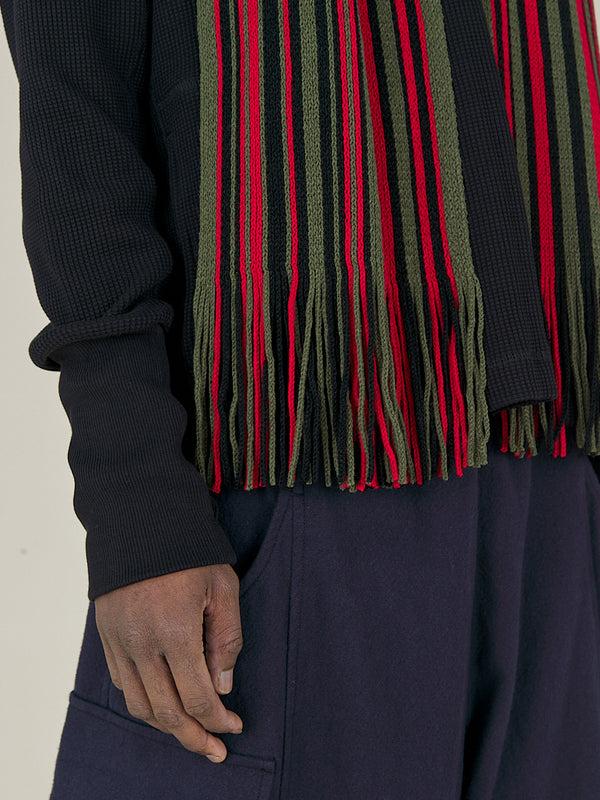Nicholas Daley STRIPED FRINGE SCARF - MIXED COLOUR
