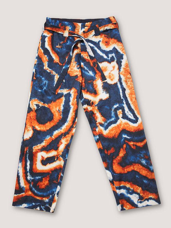 nicholas daley SUMINAGASHI KIMONO PANT - NAVY / ORANGE