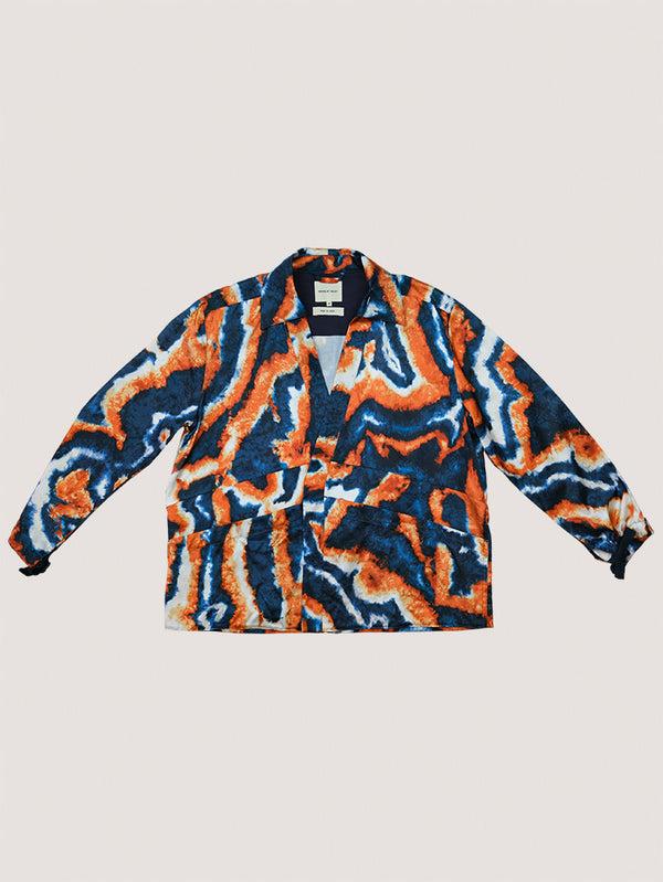 nicholas daley Suminagashi Wrap Jacket - Orange / Navy
